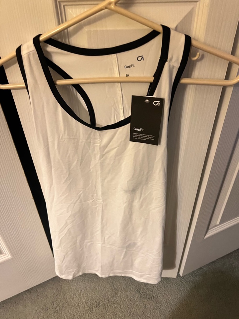 GAP fit active White Tank with Black Trim Racerback